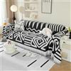 Royhom Coperta per divano 1/2/3/4 posti, copridivano angolare, a forma di L, in ciniglia, con nappine decorative, colore nero, 180 x 260 cm