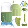 BDSHUNBF Rullo di Giada Gua Sha e Rullo di Ghiaccio Facciale Set, Massaggio per Occhi, Viso, Collo - Cura Della Pelle, Riduce il Gonfiore (Verde)