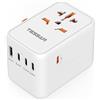 TESSAN Adattatore Universale da Viaggio, GaN Ricarica Rapida da 65W, Presa Universale da Viaggio con 4 USB C e 1 USB A, Adattatore Prese Spina per UK, USA, Australia, Tailandia, Giappone