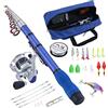 BNTTEAM Mini Mulinello da Spinning e Canna Combo Mano Portatile Telescopica Fibra di Carbonio Dura al 99% Mare Canna da Pesca e Mulinello Esche Artificiali Lenza (1.7M/66.9inch/5.57ft)