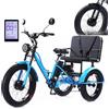 Generic Triciclo elettrico a 3 ruote per adulti, bici cargo con portata massima di 150 kg e display LCD, ideale per shopping e picnic, design efficiente.