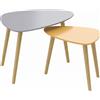 HOMCOM Set 2 tavolini annidabili in stile scandinavo, grigio e giallo | Aosom Italy