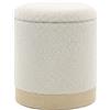 HOMCOM Pouf contenitore rotondo in sherpa con base effetto legno, 38 cm, crema | Aosom Italy