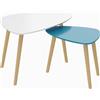 HOMCOM Set 2 tavolini annidabili in stile scandinavo, bianco e blu | Aosom Italy