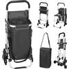 HOMCOM Carrello spesa da 40 L a 3 ruote con sedile e telaio in alluminio, grigio scuro | Aosom Italy