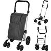 HOMCOM Carrello spesa pieghevole da 46 L con vano refrigerato, grigio scuro | Aosom Italy
