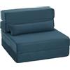 HOMCOM Poltrona letto 3 in 1 pieghevole in velluto a coste con tasche e cuscino, blu | Aosom Italy