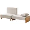 HOMCOM Poltrona Letto Singolo 2 in 1 Pieghevole con Cuscini, Salvaspazio in Tessuto Misto Lino-Velluto, Crema | Aosom Italy