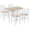 HOMCOM Set da pranzo 5 pezzi per 4 persone in stile country, naturale e bianco | Aosom Italy