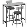 HOMCOM Set tavolo da bar con 2 sgabelli imbottiti e poggiapiedi, grigio | Aosom Italy