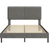 HOMCOM Letto matrimoniale imbottito in tessuto 140x190 cm con testiera regolabile, grigio | Aosom Italy