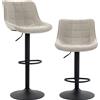 HOMCOM Set 2 Sgabelli Bar Girevoli Regolabili con Base in Metallo e Schienale, Bianco Crema | Aosom Italy