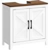 HOMCOM Mobile sottolavabo rustico con ripiano regolabile e 2 ante stile fienile, bianco | Aosom Italy