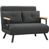 HOMCOM Divano letto 2 posti effetto sherpa con 2 cuscini, naturale, grigio scuro e nero | Aosom Italy