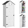 Outsunny Armadio da giardino in legno con 3 ripiani e 2 ante, 77x54x179 cm, grigio chiaro | Aosom Italy