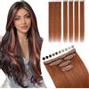 Elailite Extension Capelli Veri Clip Naturali 5 Ciocche Singole con Silk Lace 25cm 36g per Volume/Mèches #33 Castano Ramato Scuro