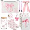 Tazuxetuqe Rosa Kit Regalo Con Tazza A Fiocco Borsa Trucco Preppy Fiocchi Quaderno Portachiavi Accessori Fantasie Di Nastrini Regali Per