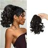 KBRPEY Coda Capelli Donna 23 cm Extension Posticci Ricci Mossi Sintetici Coda di Cavallo Finta Naturale con Coulisse per Acconciature Eleganti o Quotidiane (Marrone Scuro)