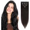 SEGO Pro Extension Capelli Veri Clip 20cm #1 Jet Nero 8 Fasce Singole 100% Remy Human Hair Extension Naturali Lisci Invisibili (45g)