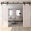 WOLFBIRD 10FT/304CM Kit ferramenta per porta scorrevole a soffitto, con staffa a L, sistema di porte robusto e silenzioso, a forma di J nera