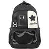 JIABAOZ Zaino Per La Scuola Elementare E Media,Ita Bag,Grande Zaini Scuola Bambina in Poliestere Resistente All'acqua,Include Ciondolo A Stella E Badge Casuale,per Adolescenti Ragazze (Nero)