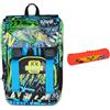 Mitama Zaino Estensibile 4 Zip, MITAREX, Blu, Doppio Scomparto + Astuccio Mitamini Animals, Chiusura con Zip, In Silicone, Aracione, Bambino, Scuola Elementare