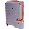 BERTOO Set di valigie rigide Firenze da 2 pezzi (valigia grande 3XL e beauty case), ABS argento, 4 ruote girevoli rimovibili, luchetto