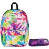 Invicta Zaino Monoscomparto Ollie Fantasy Invicta, FULL SPACE, Multicolore, Con Fascia Estenbile tramite Zip, Massima Capienza, Tasca Porta Borraccia e Scomparto Porta Laptop, Scuola & Via