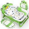 TEBOKHAD Vaschetta Bagnetto Neonato, Vasca Neonato Bagnetto Pieghevole Con Cuscino Da Bagno, Vaschetta Bagno Neonato Con Termometro E Foro Di Scarico, Regalo per La Nascita Bambino(Verde A)