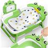 TEBOKHAD Vaschetta Bagnetto Neonato Pieghevole, Bagnetto Neonato Con Cuscino Da Bagnom, Vasca Neonato Bagnetto Con Termometro E Foro Di Scarico, Regalo per La Nascita Bambino(Verde B)