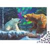 BNKJTFHZGLDQ Orso polare e orso bruno Puzzle 1000 Pezzi Puzzle per Adulti Carta Scenario Aurora Boreale Decorazione Casa Relax Regalo 70x50cm/1000pcs