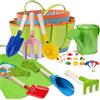 KAHEIGN 12 Pezzi Attrezzi da Giardinaggio per Bambini, 20CM Metallo Cucchiaio Forchetta Paletta Rastrello Pala Cilindrica Pala con Borsa Annaffiatoio Guanti Adesivi per Cortile Prato Scavare Giocare