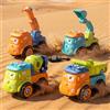 Prmape 5 Pezzi Veicoli da Cantiere Giocattolo, 4pcs Cartoni Animati Cantiere Giocattolo+1pcs Cacciavite, 4 in 1 Ruspa Trattore Camion Escavatore Giocattolo Per Bambini per Ragazzo Ragazza