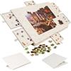LUPATDY Tavolo per Puzzle 1000 Pezzi, Tavolo Puzzle Inclinabile Leggera in Feltro con 6 Cassetti, Tavola Puzzles Portatile con Supporto 2 in 1, 52 x 77 cm (Beige Chiaro)
