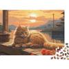 KQJZXNHPGR Gatto Arancione Puzzle per Adulti Puzzle 1000 Pezzi Tramonto Puzzle per Famiglia Relax Arredo Casa 52x38cm/1000pcs