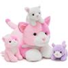 MorisMos 4 in 1 Il gatto in peluche con neonati all'interno della pancia, 1 Il gatto incinta con 3 adorabili neonati in peluche soffice, regali a sorpresa di Pasqua o di compleanno.