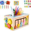 ZWOOS Giochi Montessori 6 Mesi, Montessori 6 in 1 Cubo Multiattività Educativo, Giochi Bambini 1-3 Anni con Scatola di Fazzoletti, Pesca, Interattivi Sensoriali - Regalo per Bimbo Bimba