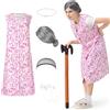 Ulikey Nonna Costume, 6 Pezzo Costumi da Vecchia Signora Kit Parrucca da Nonnina Con Occhiali da Vista, Collana di Perle Costumi da Vecchia Signora per La Testa Carnevale, Feste, Cosplay
