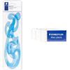 Staedtler 571 40 WP ST Curvilinee Burmester, Tre Forme in Plastica per Disegnare Curve di Raggio Variabile, 571 40 Wp & Mars plastic 526 53 Gomma, 40 x 19 x 13 mm, Confezione da 3