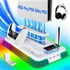 LHFDIAN Supporto PS5/Slim/Pro e stazione di raffreddamento con controller LED stazione di ricarica per console PlayStation 5, accessori inclusi. Caricatore per controller, ventola di raffreddamento PS5