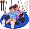 SereneLife Altalena da Giardino per Bambini Rotonda 102 cm con Kit di Fissaggio Universale, Altalena Corde Regolabili e Cuscino per Uso Esterno