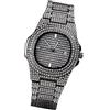 Ipetboom Orologio al Quarzo da Uomo Cinturino in Zircone e Strass Orologio da Polso alla Moda Nero