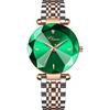 SENRUD Orologio da polso da donna, alla moda, in acciaio inox, color oro rosa, con cinturino a rete, elegante, impermeabile, idea regalo, Verde, Classico