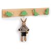 Relaxdays Appendiabiti per Bambini Dino, Barra a Parete con 4 Ganci, 7x50x4 cm, Legno e MDF, Naturale/Verde