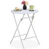 Relaxdays Tavolo da Campeggio Pieghevole, HxD: 75 x 60 cm, Tavolino in Plastica Rotondo, Posto per 4 Persone, Bianco