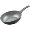 Zanetti - Durapietra, Padella Wok Induzione 28 cm, Padella Wok Antiaderente adatta anche all'Induzione, Diametro 28 cm, Colore Grigio