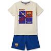 CERDÁ LIFE'S LITTLE MOMENTS Pigiama Corto FC Barcelona, per Bambini e Ragazzi, 2 Pezzi, 100% Cotone Single Jersey, Licenza Ufficiale Barça, per Estate e Sonno, Beige, 3 Anni