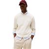 Tommy Hilfiger Uomo Felpa Seasonal Fleece con Scollo Rotondo, Beige (Heathered Oatmilk), XS