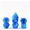 Metallic Dice Games 16mm Gemstone Stone Poly Dice Set: Engraved Cat's Eye Aquama