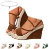 Generic Sandali con zeppa alta da donna con suola spessa casual aperta con cinturino incrociato sandali estivi eleganti larghi in spiaggia vacanze comode traspiranti per l'uso quotidiano
